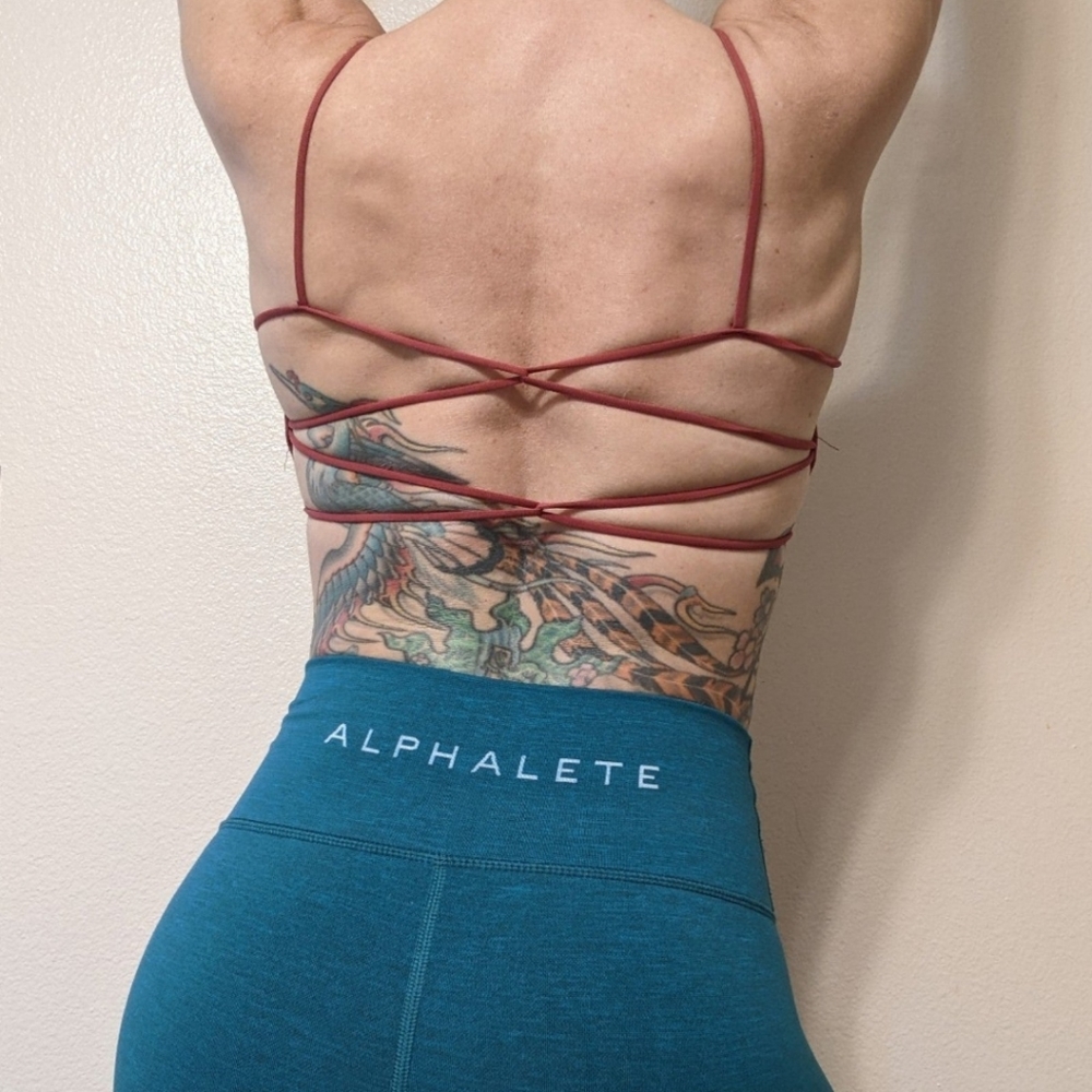 Open Back Sports Bra Strappy Red